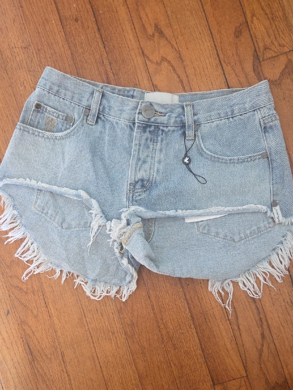 One Teaspoon Light Blue Distressed Denim Cutoff Shorts